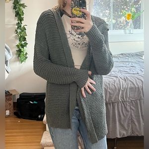 Green cardigan (the color got a little washed out in pictures)